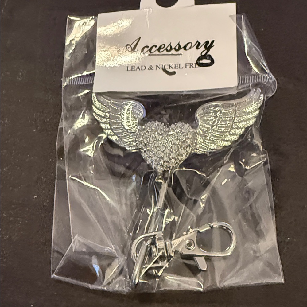 Silver Heart with Wings Key Holder